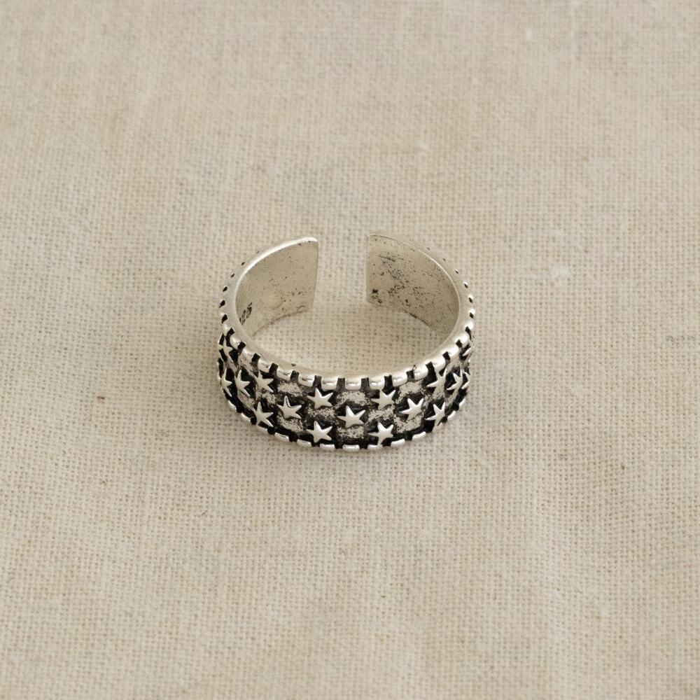 Y2K Silver Star Adjustable Ring